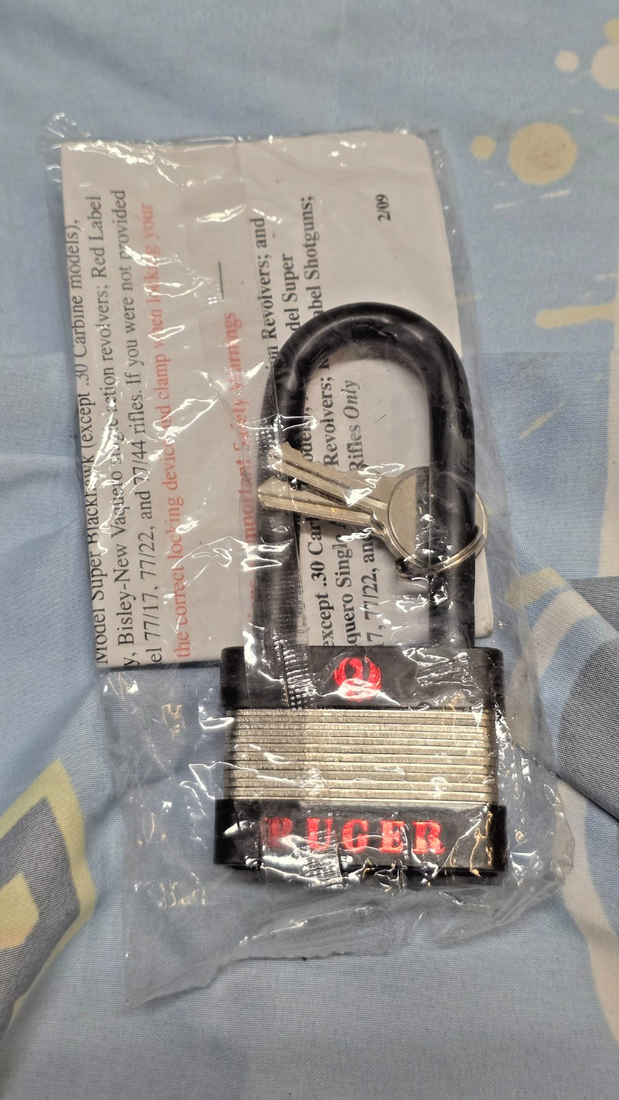 Ruger Gun Firearm Lock 2 keys Padlock Type Factory Sealed Packaging & Paperwork