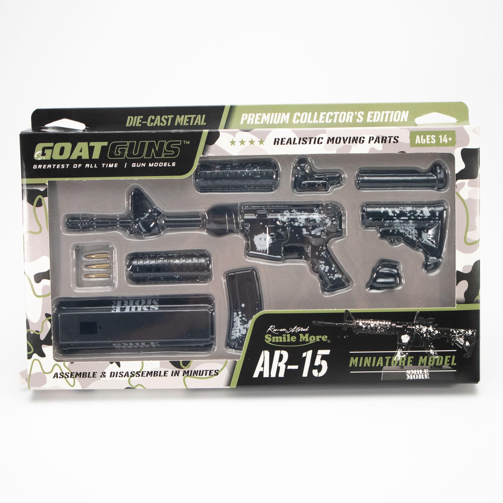 GOAT GUNS Smile More AR-15 Diecast Miniature Model Kit Black Toy Roman Atwood