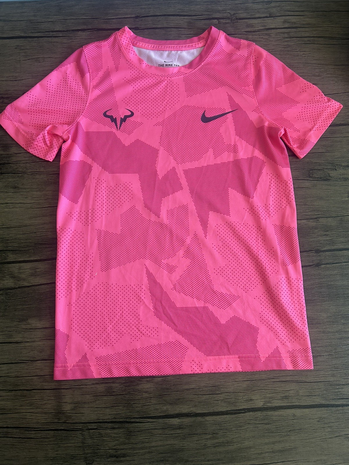 Nike Rafa Nadal Tennis Shirt Mens Small Digital Pink Gridiron