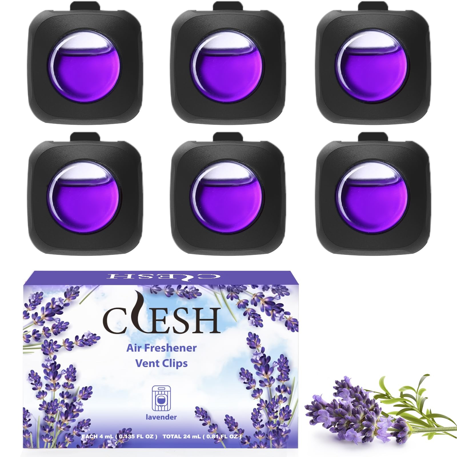 Car Air Fresheners, 6 Pack, Lavender Embrace, 0.14 Fl Oz (Pack of 6), Purple