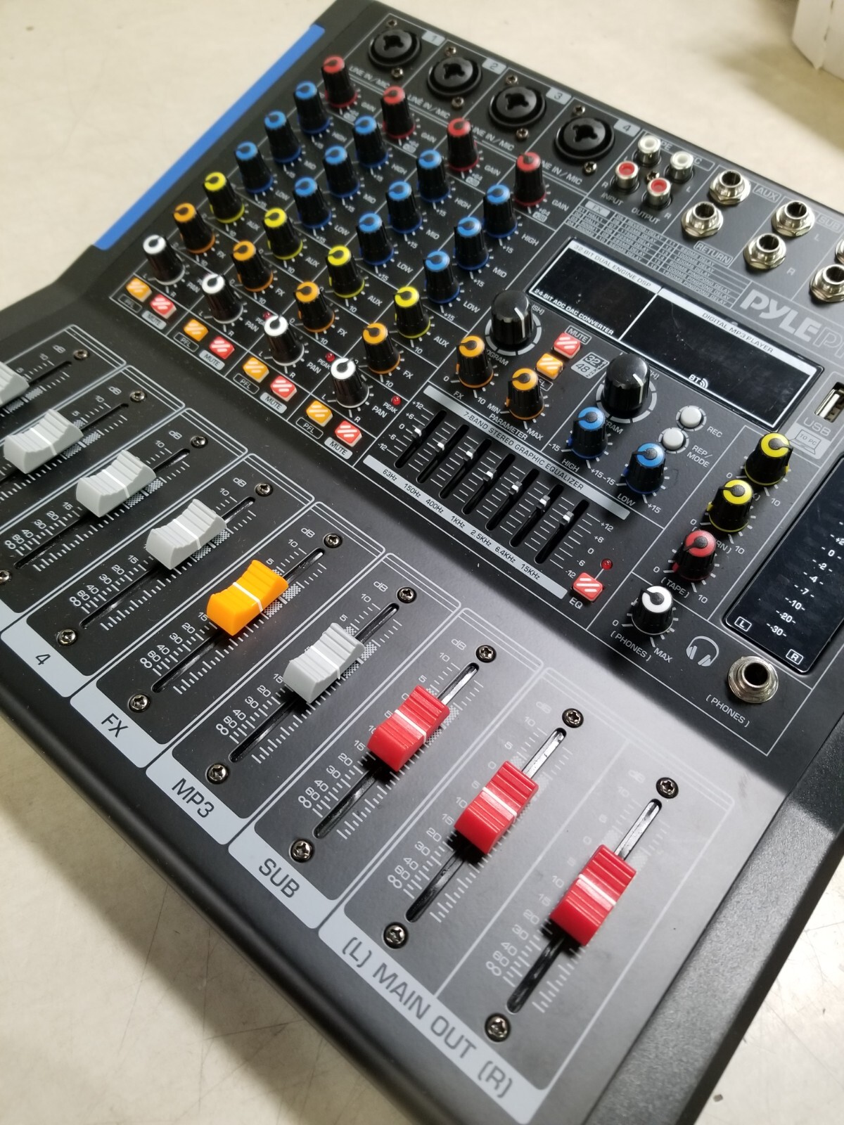 Pyle PMXU46BT 4 Ch. Studio DJ Controller Audio Mixer w/ Equalizer