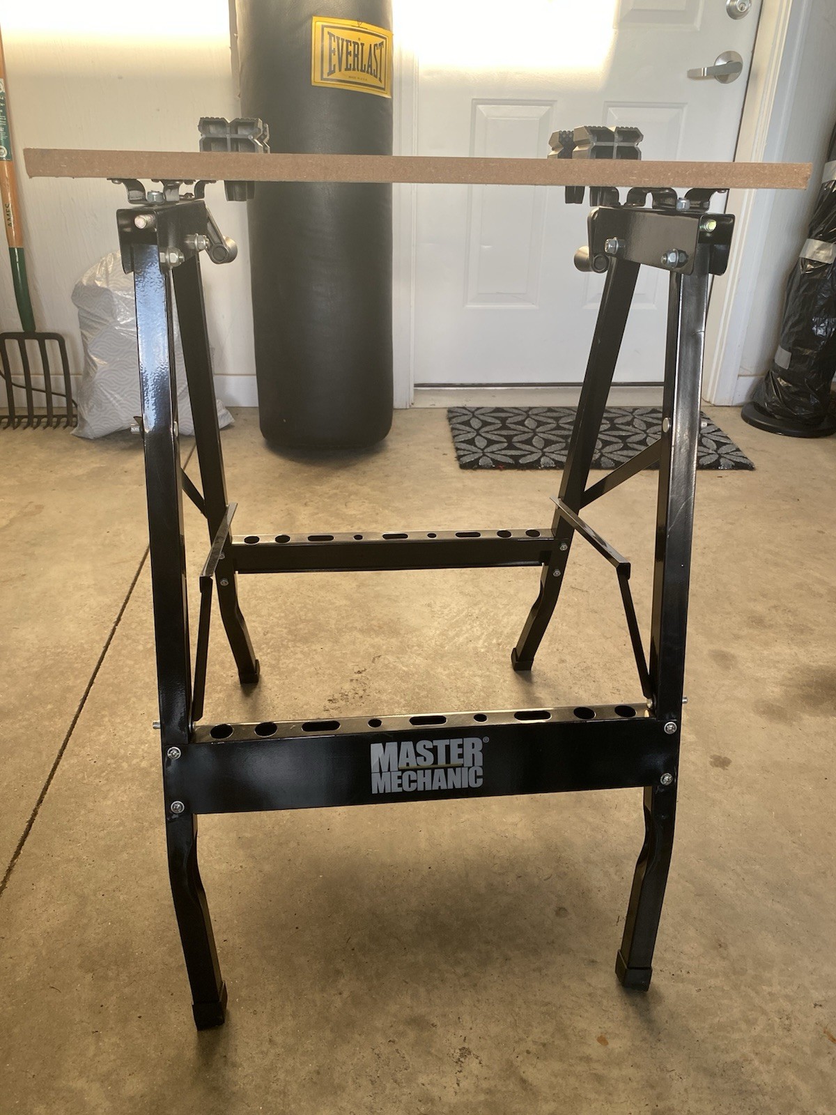 Master Mechanic Foldable Clamp Work Bench, Metal, Black/Brown
