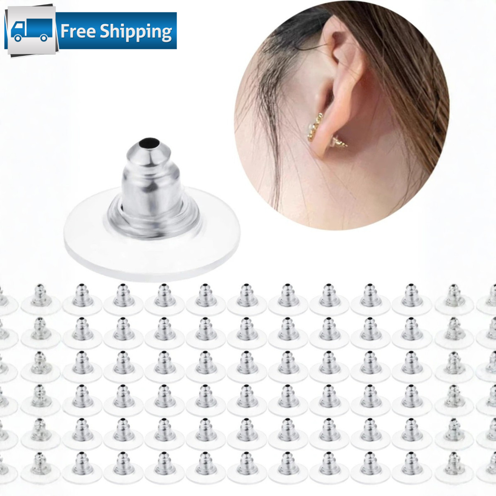 50pcs Earring Backs Backing Ear Stud Plugs Earring Safety Backs Stopper Pads