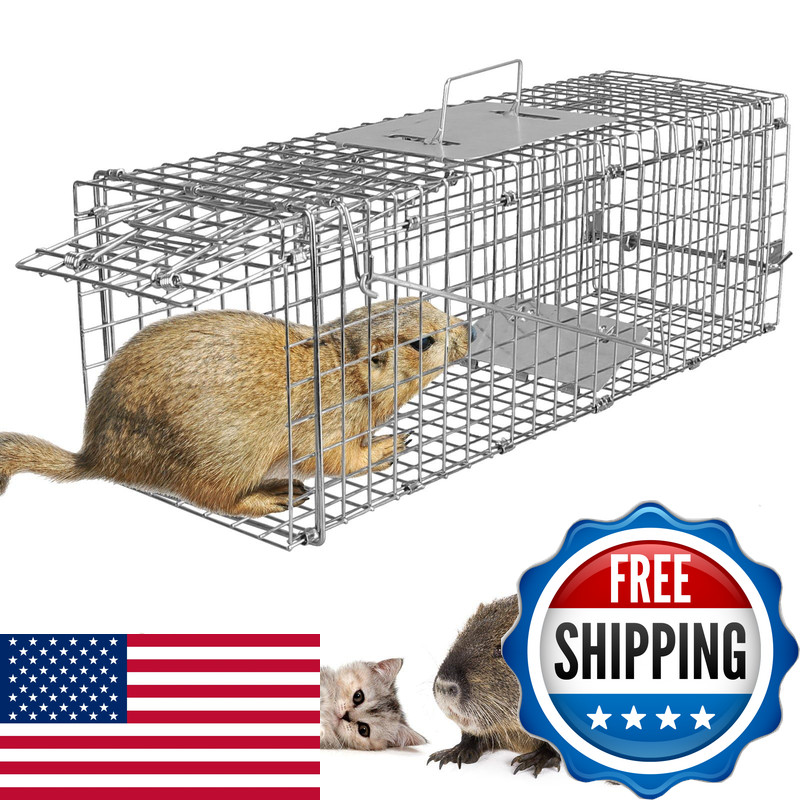 Imountek Humane Live Animal Trap Animal Trap 32X12.5X12In Large Humane Cat Trap