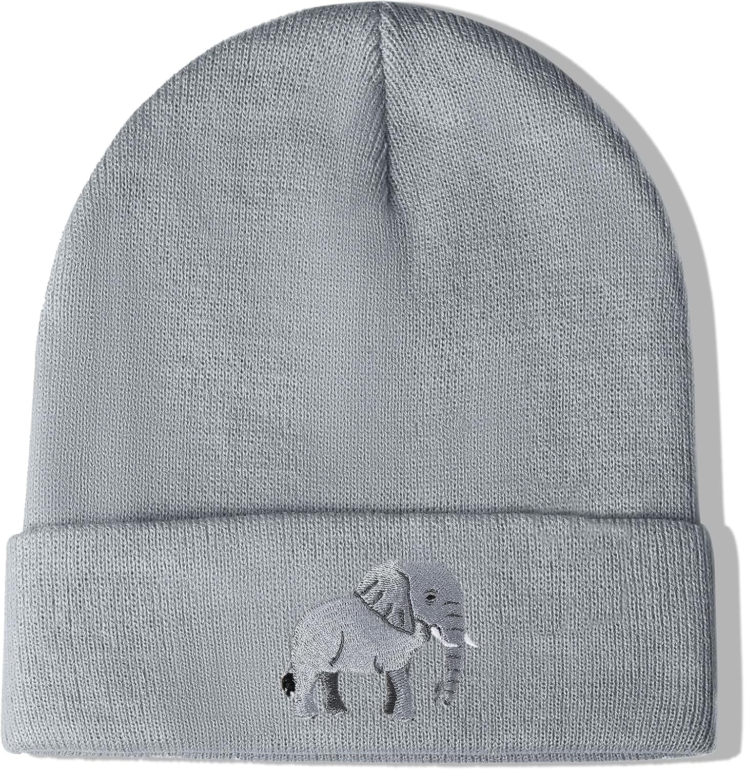 Elephant Gifts Beanie Hat for Women Embroidery Get Well Soon Grey