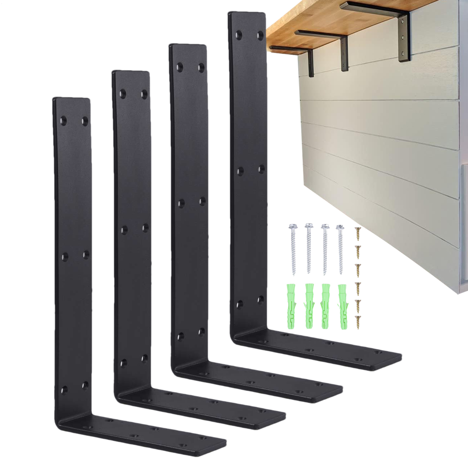 4 Countertop Support Bracket Heavy Duty Iron 12"x6" L Shelf Corbel Lot For Bar