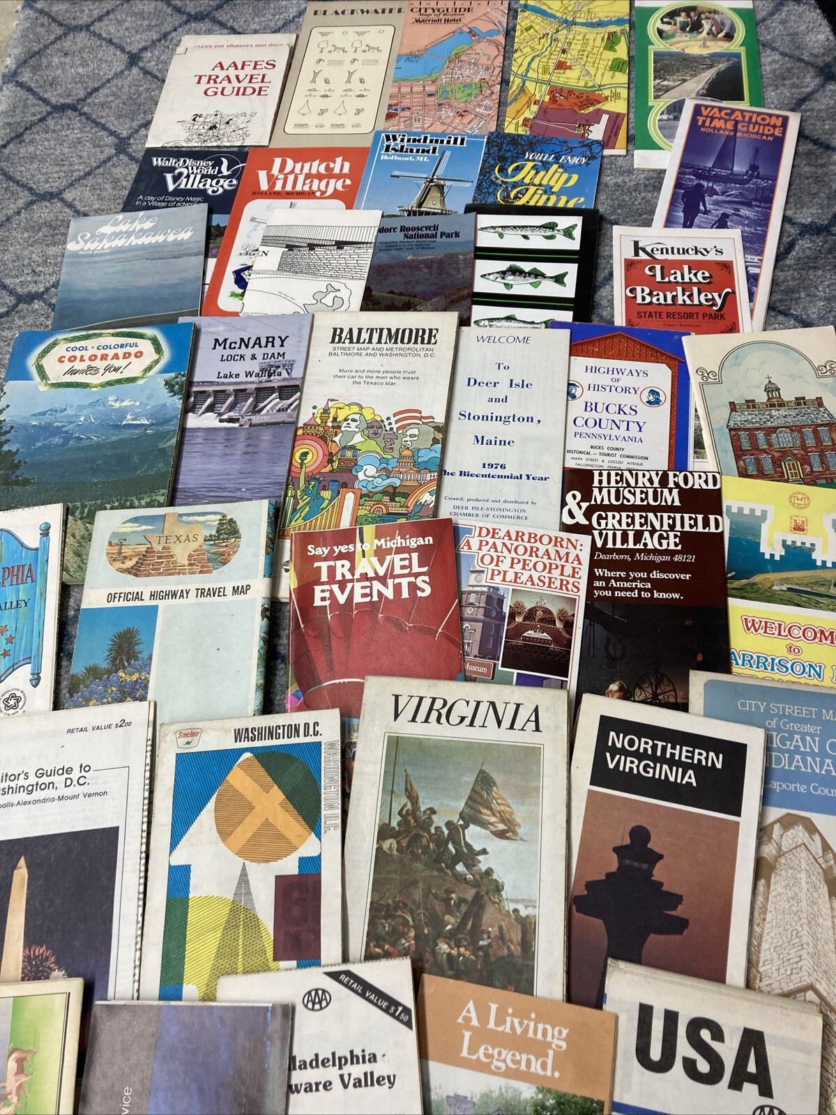 Vintage Travel Brochures & Maps 40+ Pieces 1970. See pics.