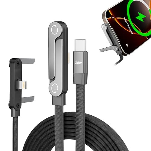 USB C to Lightning Cable with Built-in Phone Stand, MFi Certified 30W PD Fast
