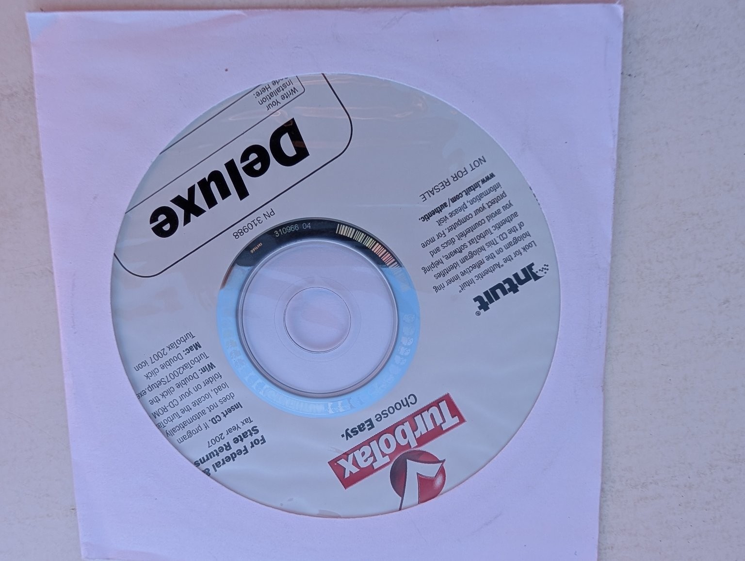 Intuit TurboTax Deluxe 2007 Tax Software Federal State Returns CD