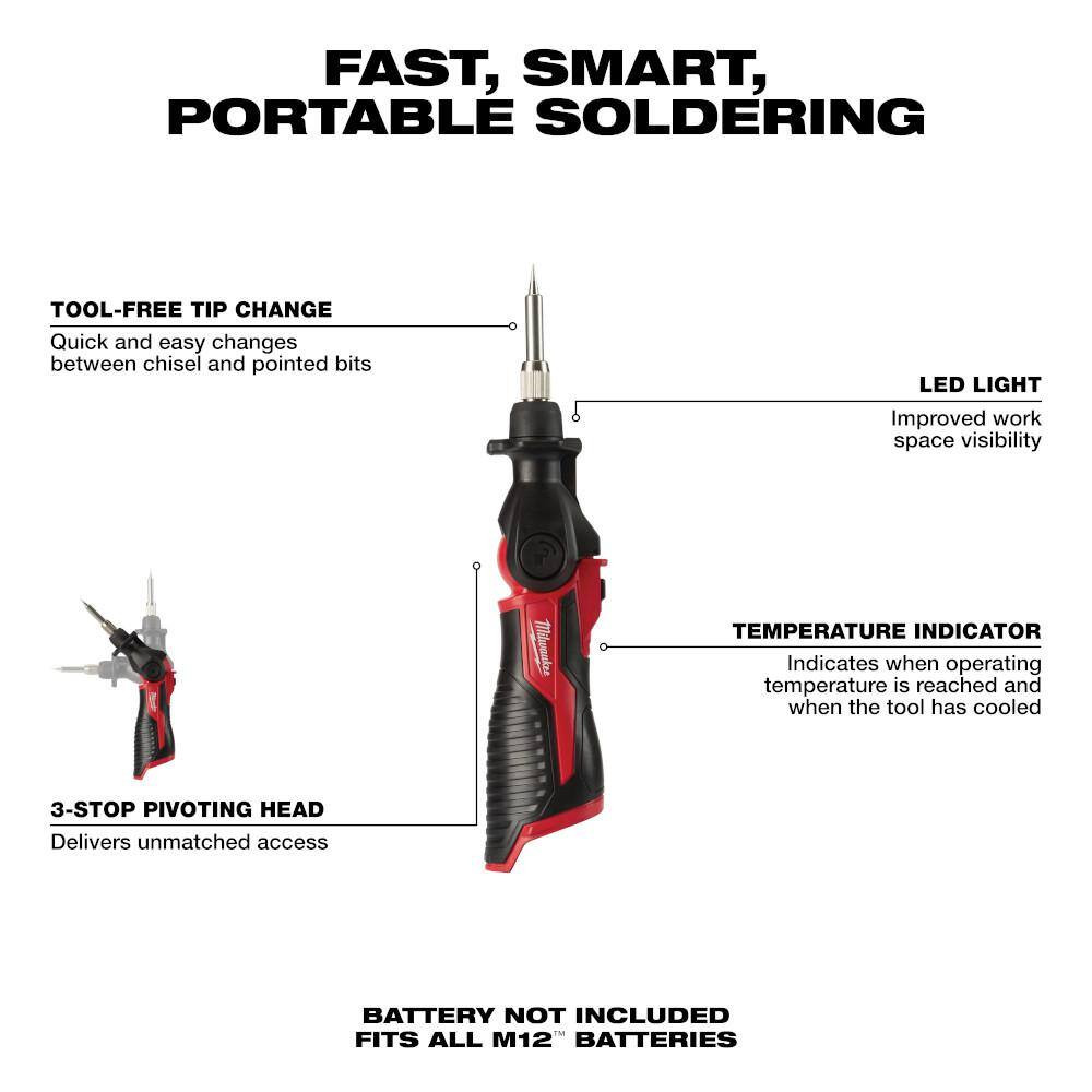 M12 12-Volt Lithium-Ion Cordless Soldering Iron with Compact Battery Pack 2.0Ah