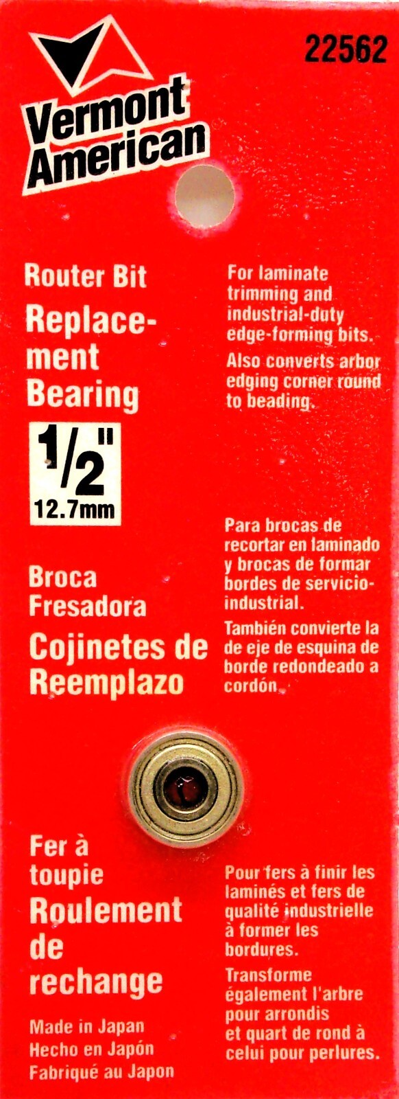 Vermont American #22562 1/2" OD Replacement Bearing