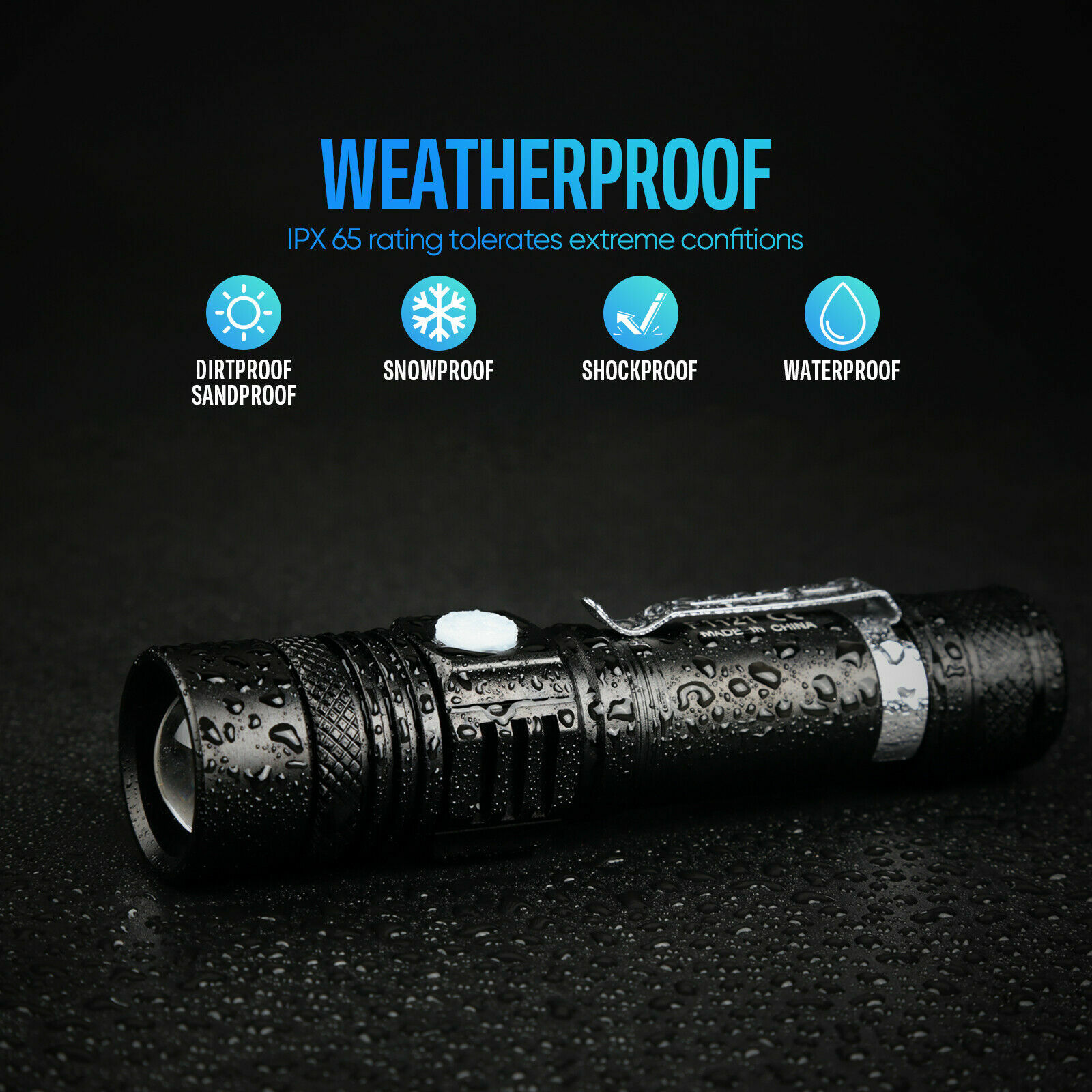 2 PACK Bright Flashlight 3Modes Rechargeable USB LED Tactical Zoomable Torch