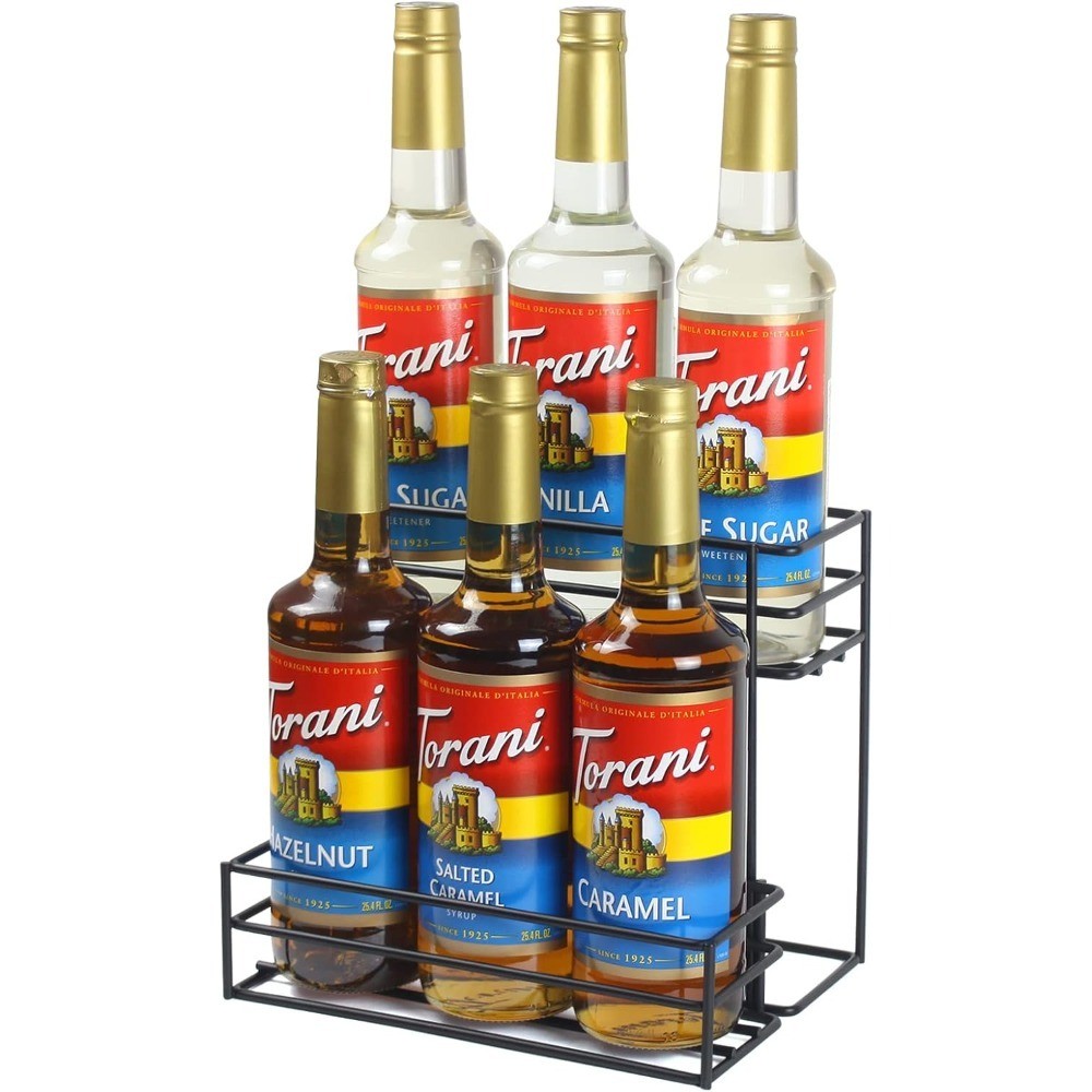 Coffee Syrup Organizer Rack for 6 Bottles Kitchen Bar Storage Wine Holder for