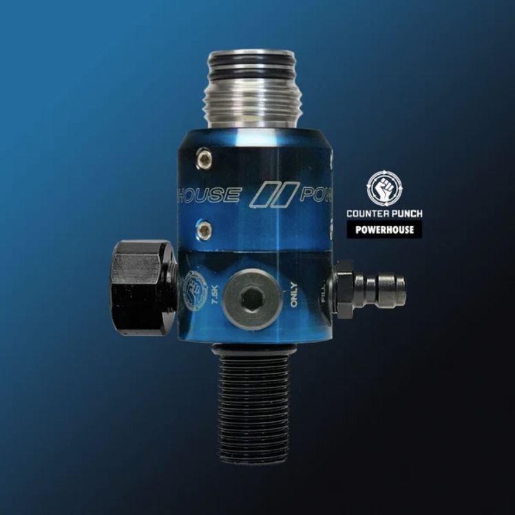Powerhouse Counterpunch Paintball HPA Tank Regulator Std. Black/Blue Acid Wash