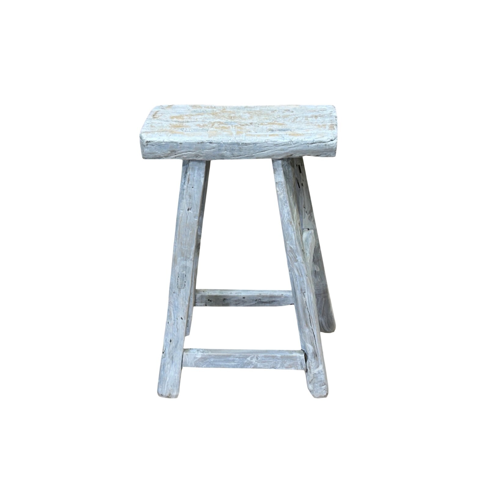 Rustic Raw Rough Wood Grain Rectangle Slim Stool Bench Side Table ws4583