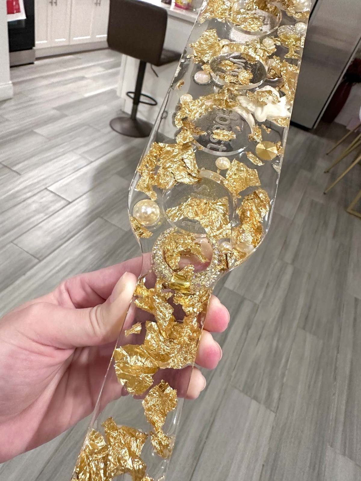 Clear Resin Gold Flake Shot Holder Paddle