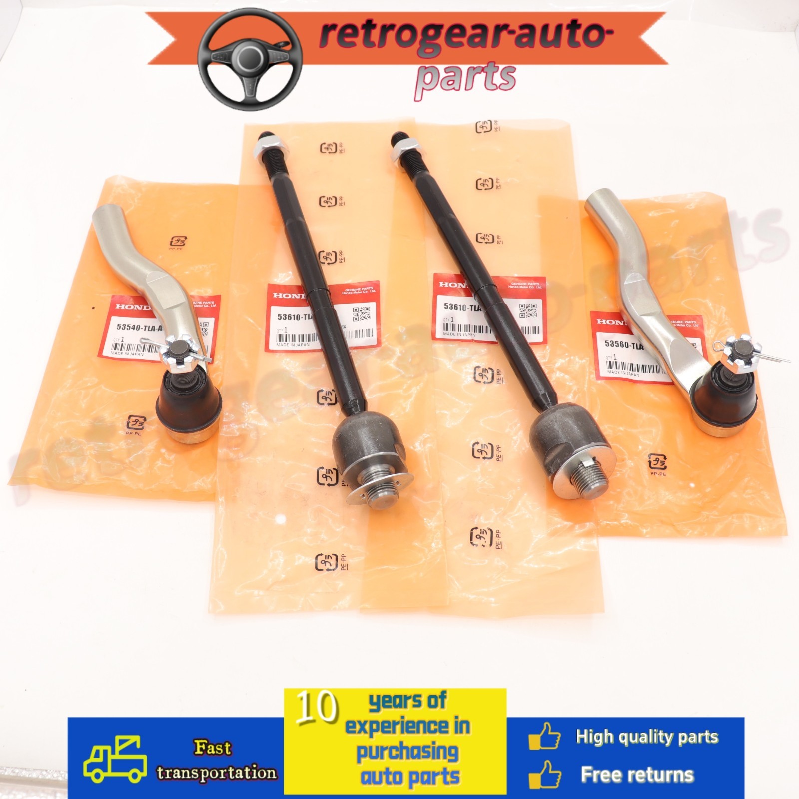 OEM 1 Set Inner + Outer Tie Rod Steering Gear For 2017-2022 Honda CR-V