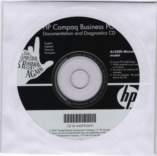 HP Compaq Business PC dx2300 Microtower Documentation Diagnostics CD-ROM (2007)