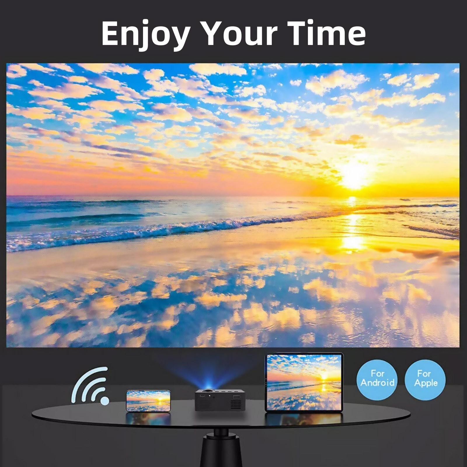 1set Portable Projector 1080P HD 16:9 Projection Multi-functional Connectivity