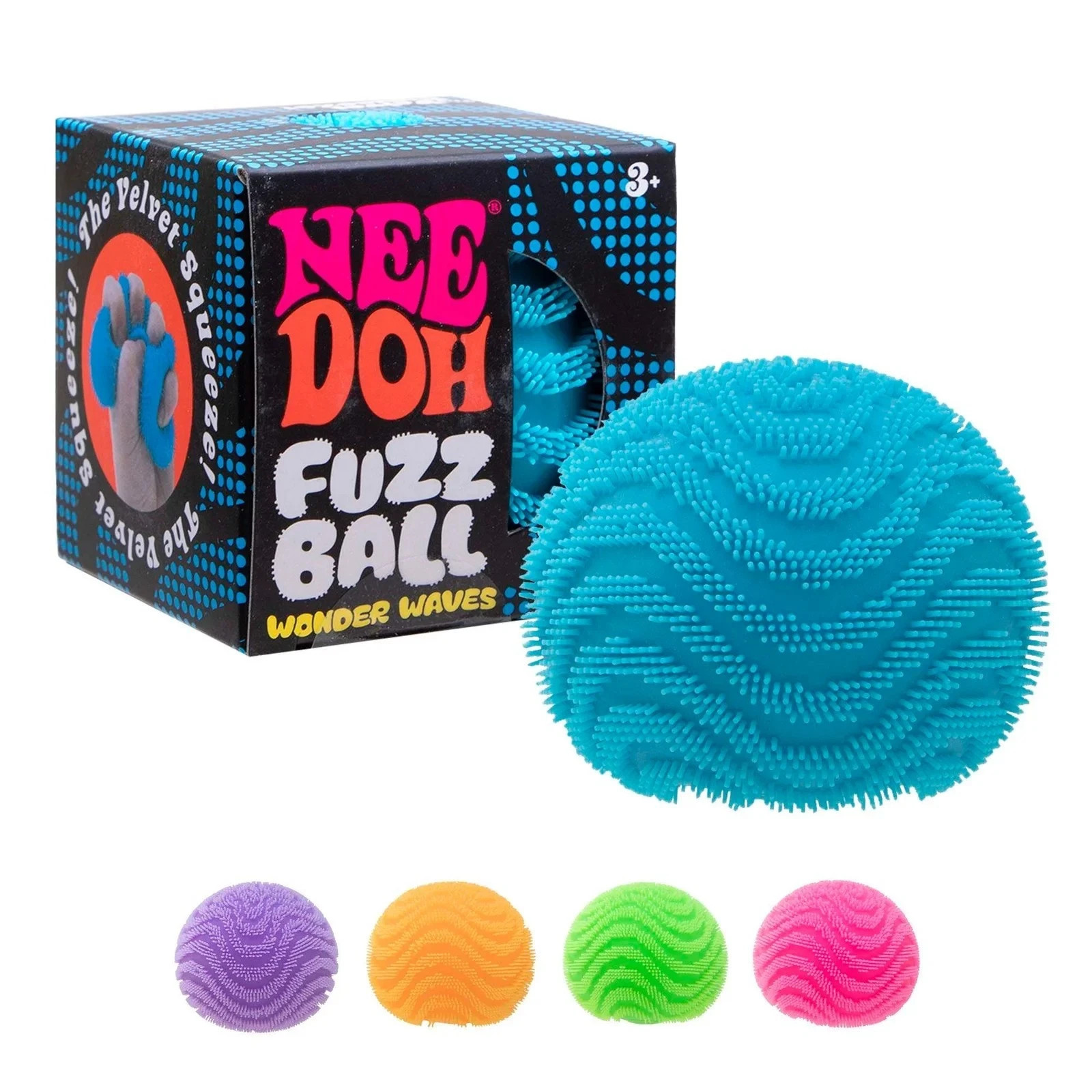 NeeDoh Fuzz Ball Wonder Waves Velvet Squeeze Stress Ball Gift Kids New