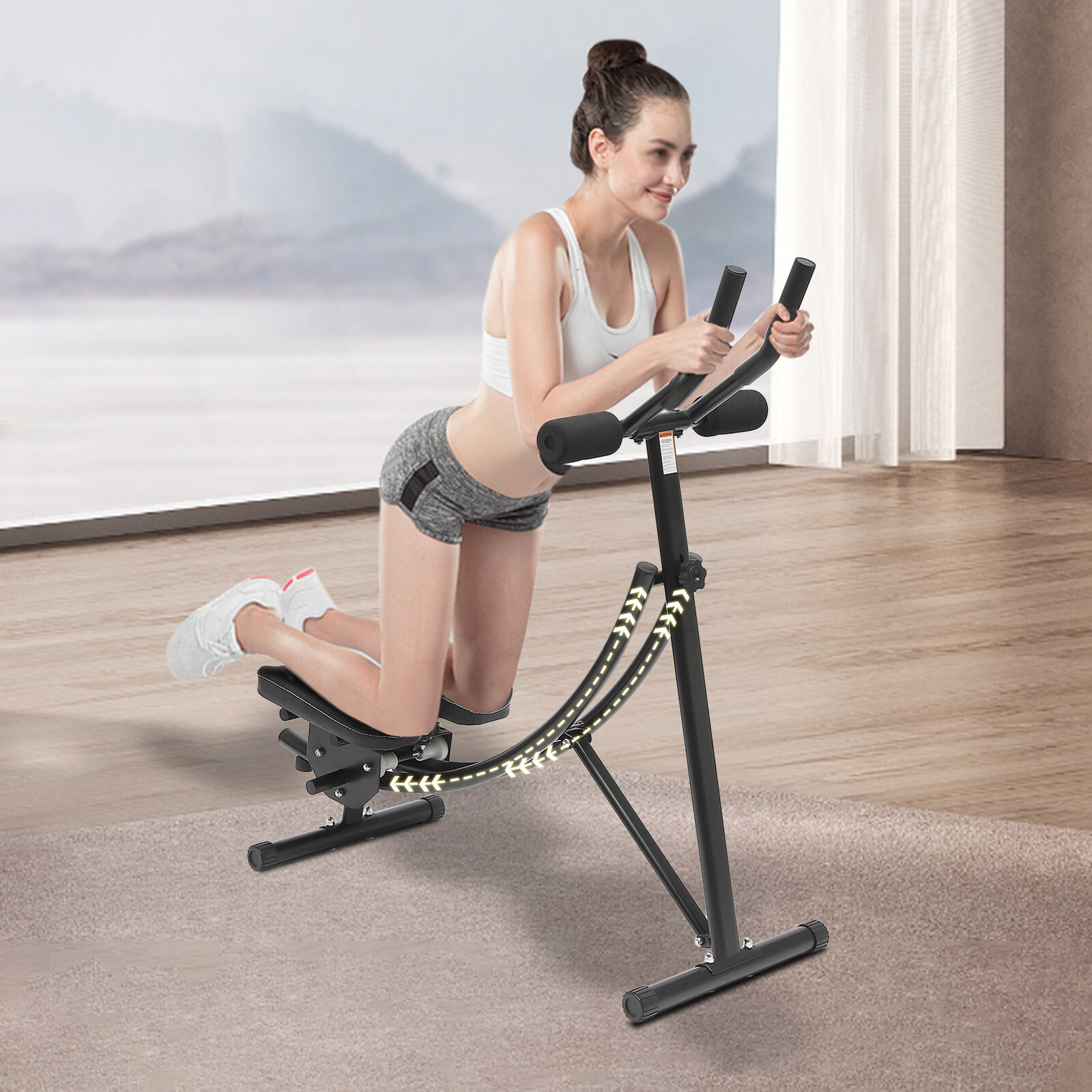 Ab Machine Coaster Abdominal Crunch Trainer For Home Gym Core Workout Equipment