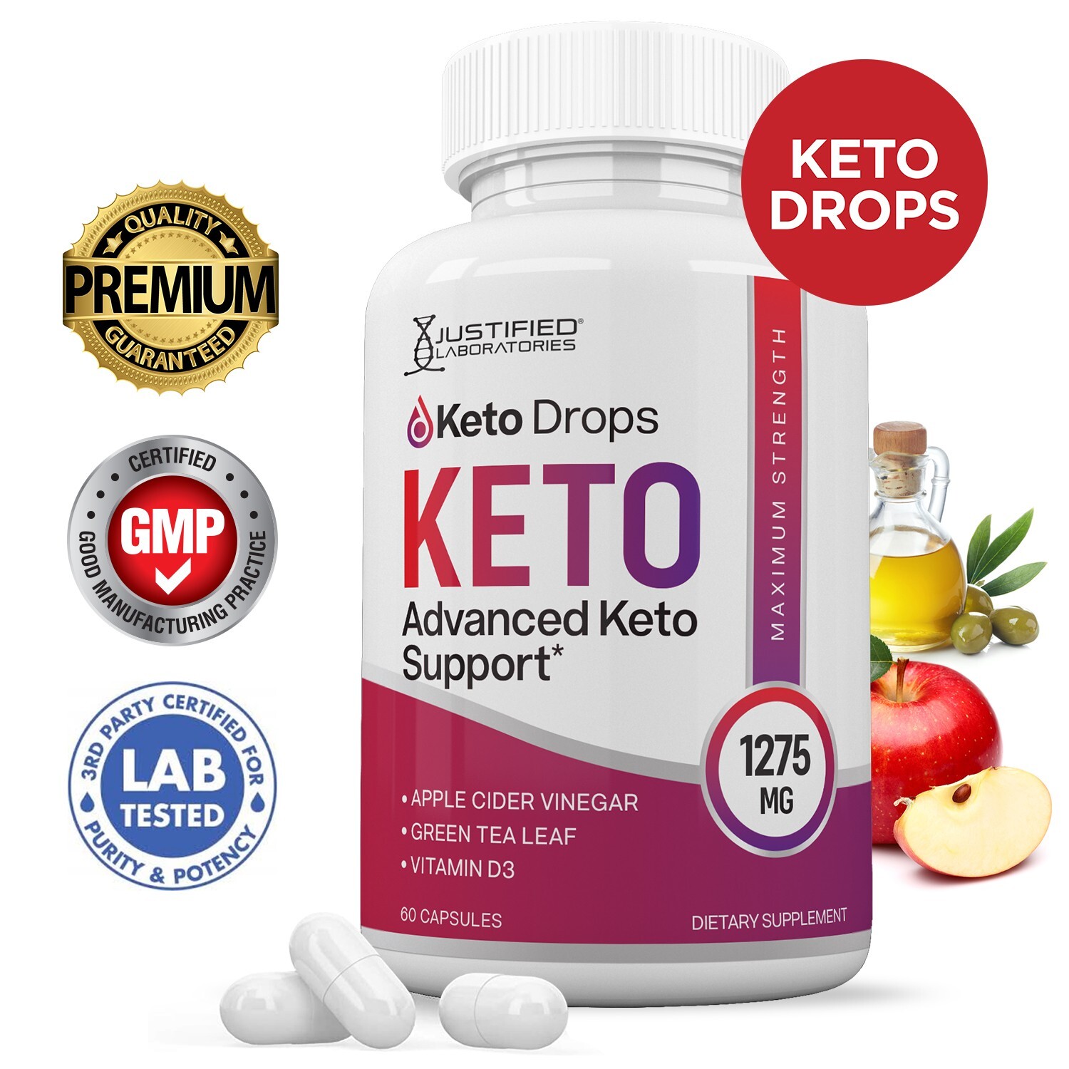 Keto Drops Keto ACV Pills 1275 MG Stronger Than Gummies Keto Support 1 Bottle
