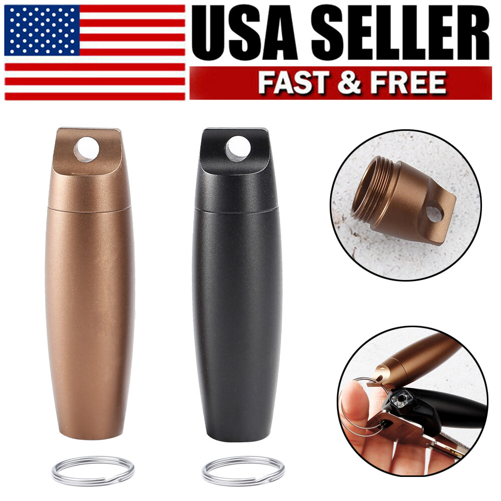 Mini Portable Aluminum Alloy Medicine Pill Box Case Bottle With Keychain Outdoor