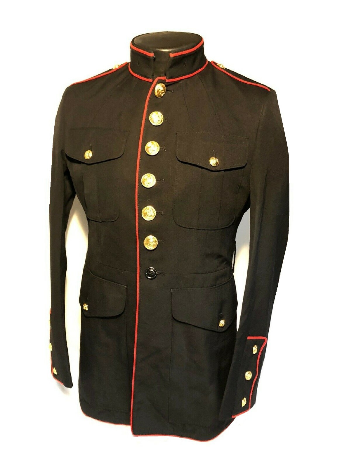 USMC MEN'S 36S DRESS COAT BLUE MC 2312 POLY WOOL BLUES UNIFORM TUNIC TOP MARINE