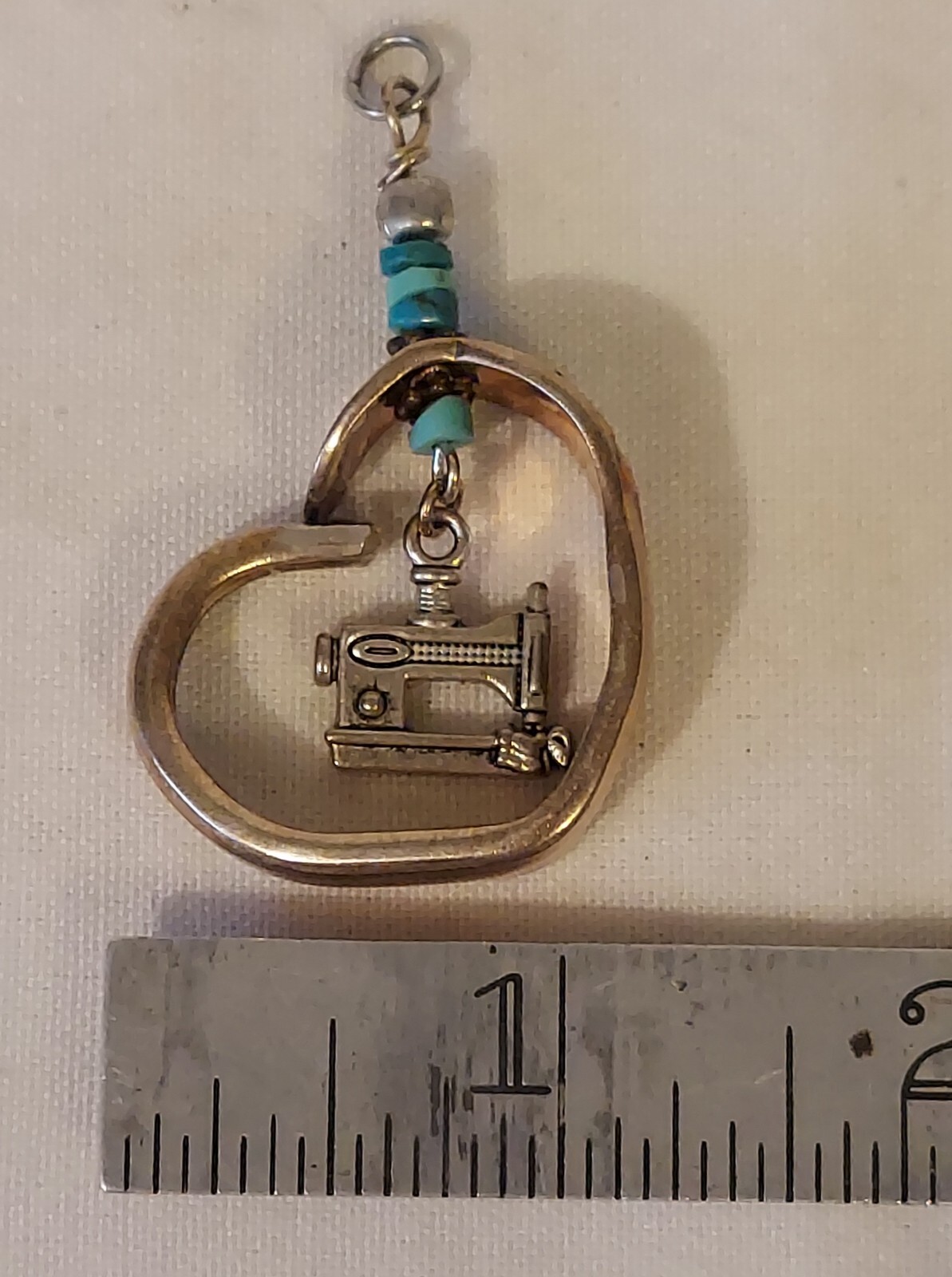 Handmade Spoon Handle Pendant With Sewing Machine Charm