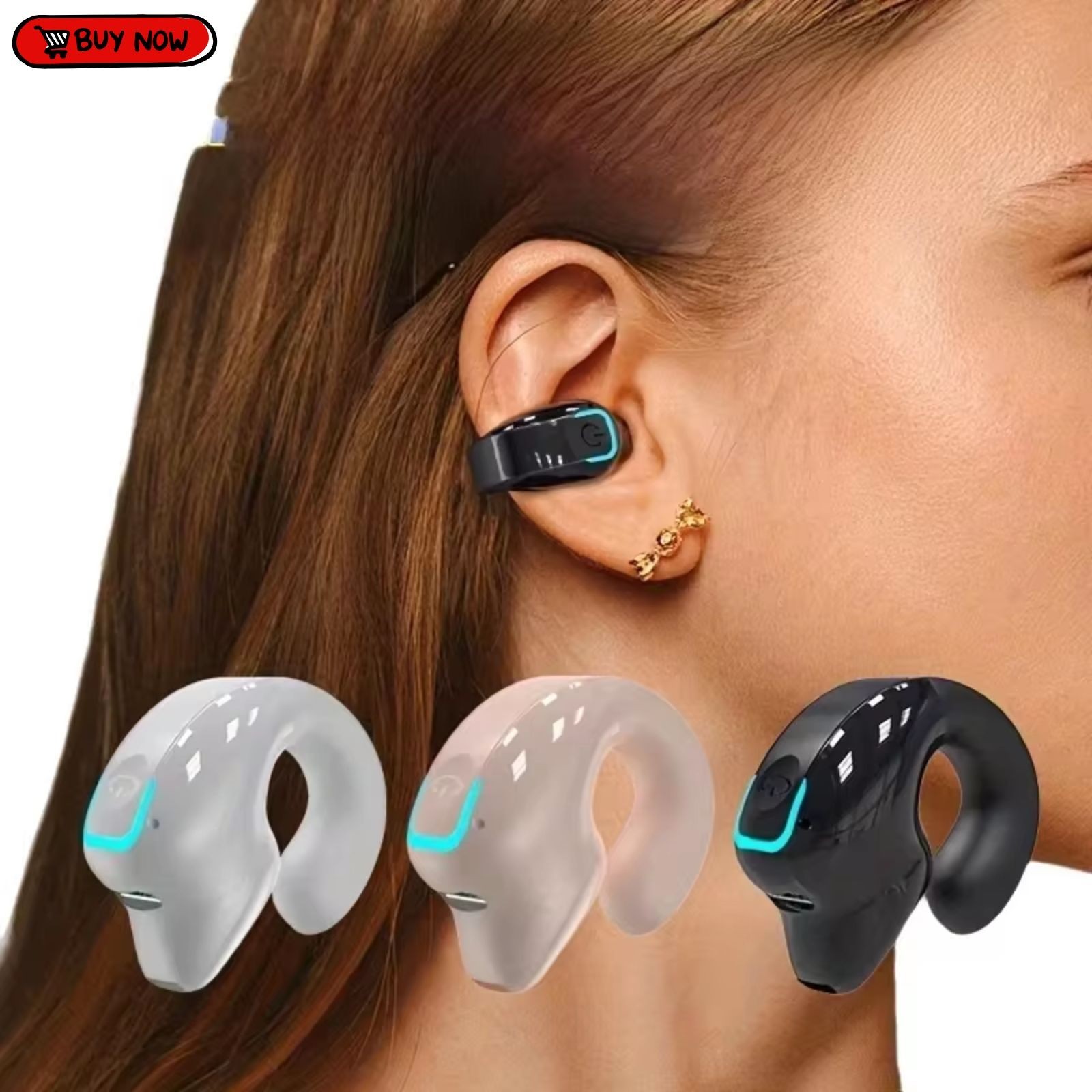 Bluetooth 5.3 Wireless Earbuds Ear Clip Bone Conduction Headphones Sport Headset