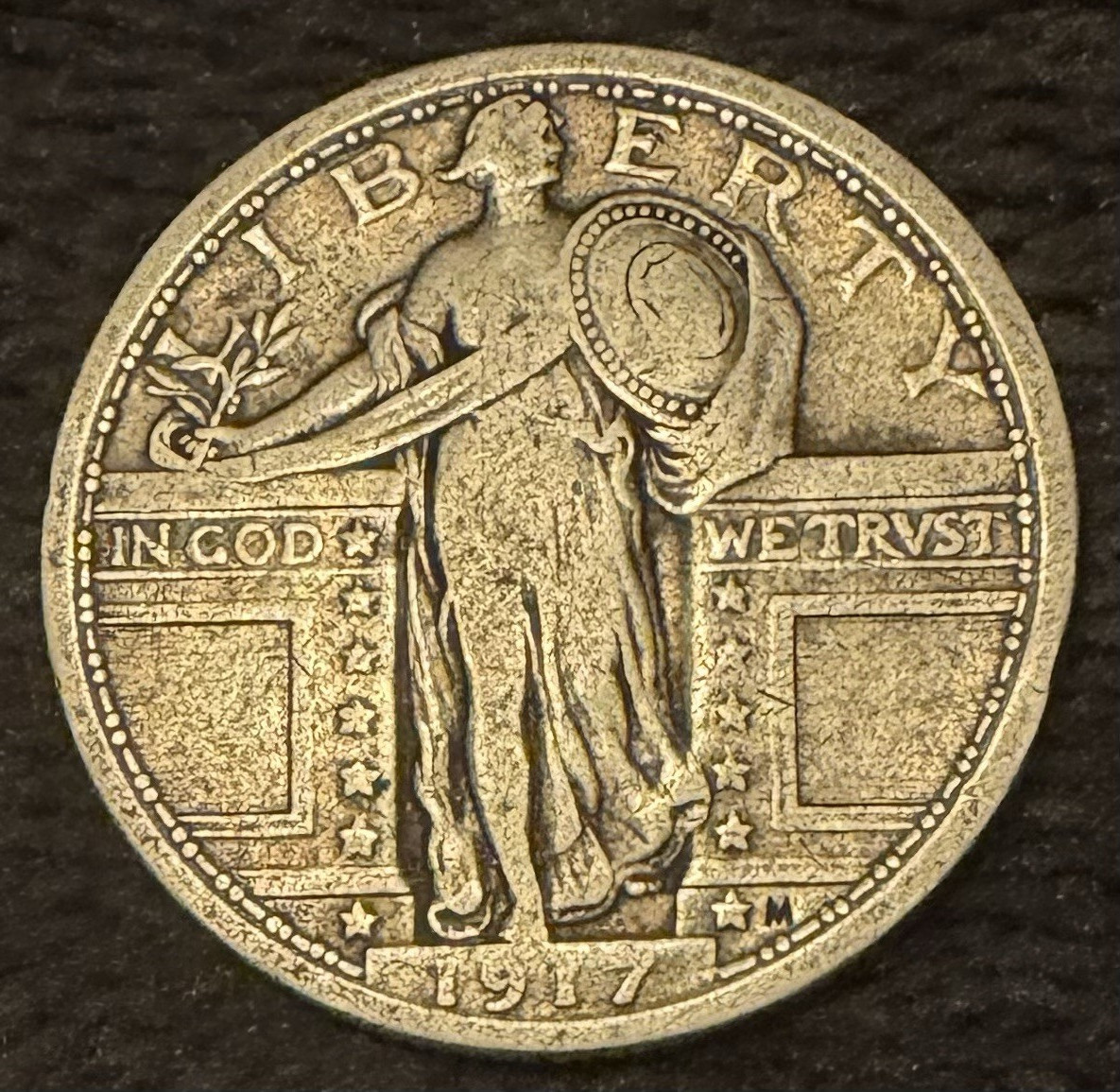 1917 Standing Liberty Quarter Type 1  25C.  AMAZING DETAILS!