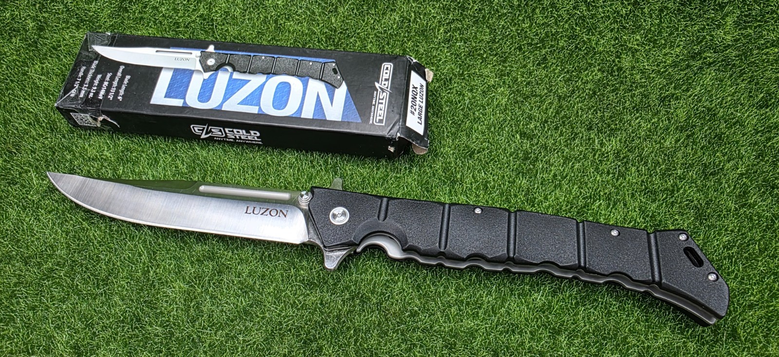 Cold Steel #20NQX Large Luzon Flipper 6" Plain Blade Knife, Black GFN Handles