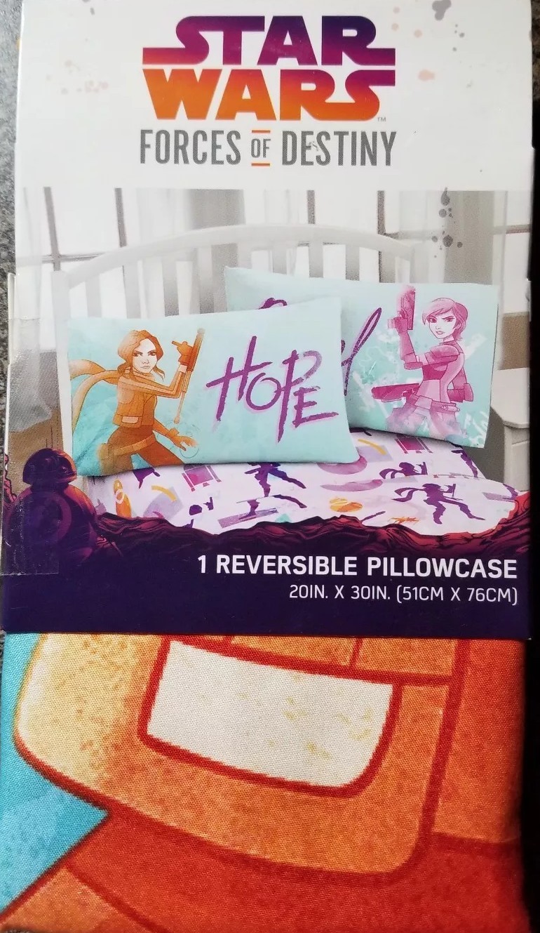 Star Wars Forces of Destiny Purple & Turquoise Reversible Pillow Case 20" x 30"