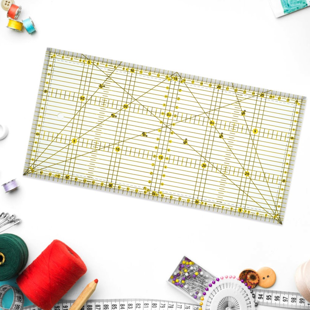 Multi Colored Patchwork Ruler with Contrasting Lines for Easy Fabric Visibility
