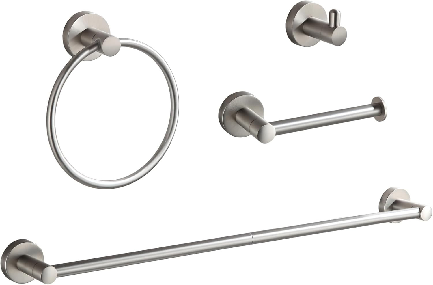 Bathroom Accessory Set Brushed Nickel 4-Pieces Bathroom Towel Rack 24 Inches Adj