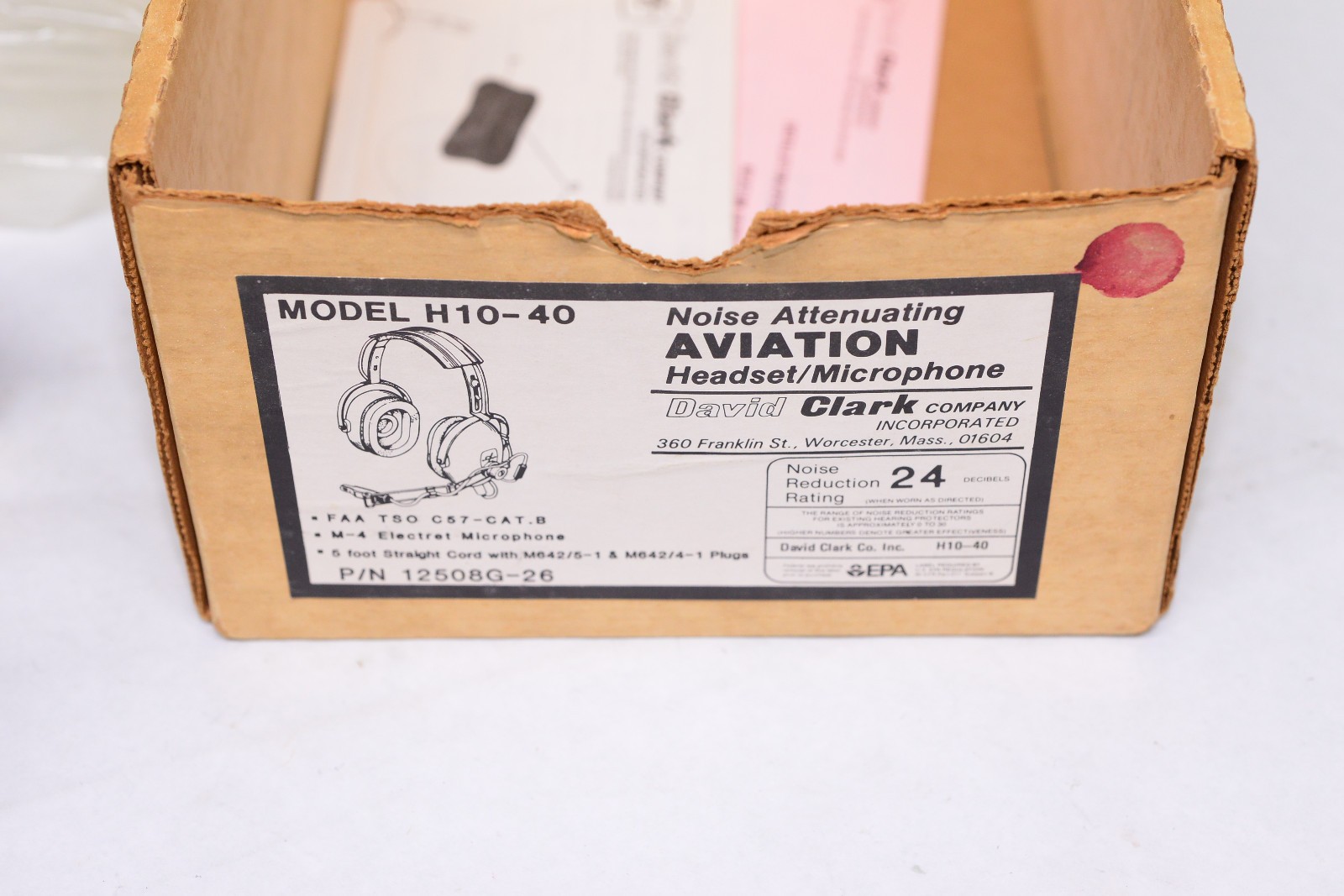 DAVID CLARK Model H10-40 Aviation Headset with M4 Microphone Mint in Box