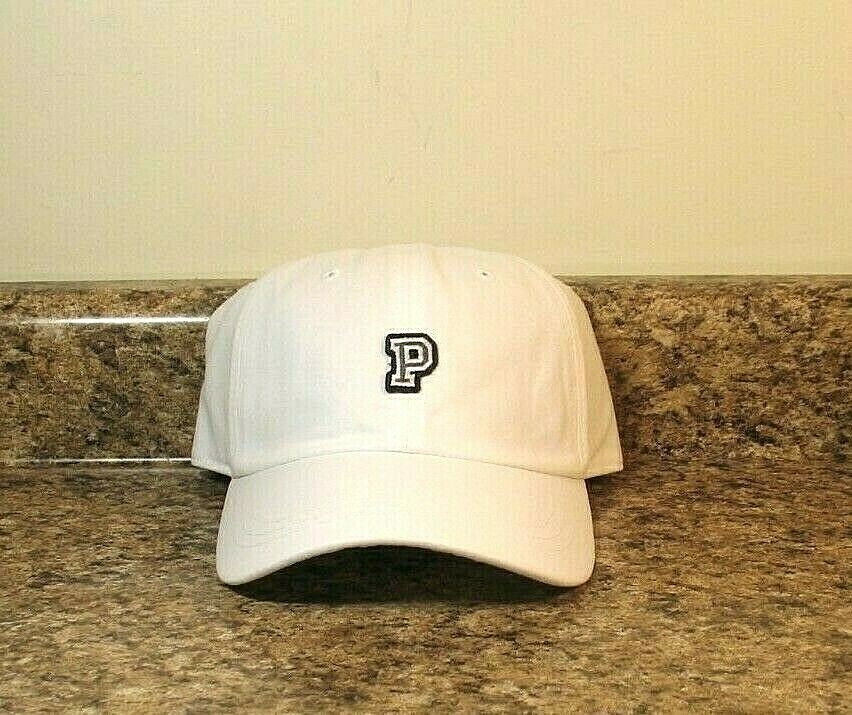 Victoria's Secret PINK Hat Baseball Cap White Adjustable Black Logo NEW