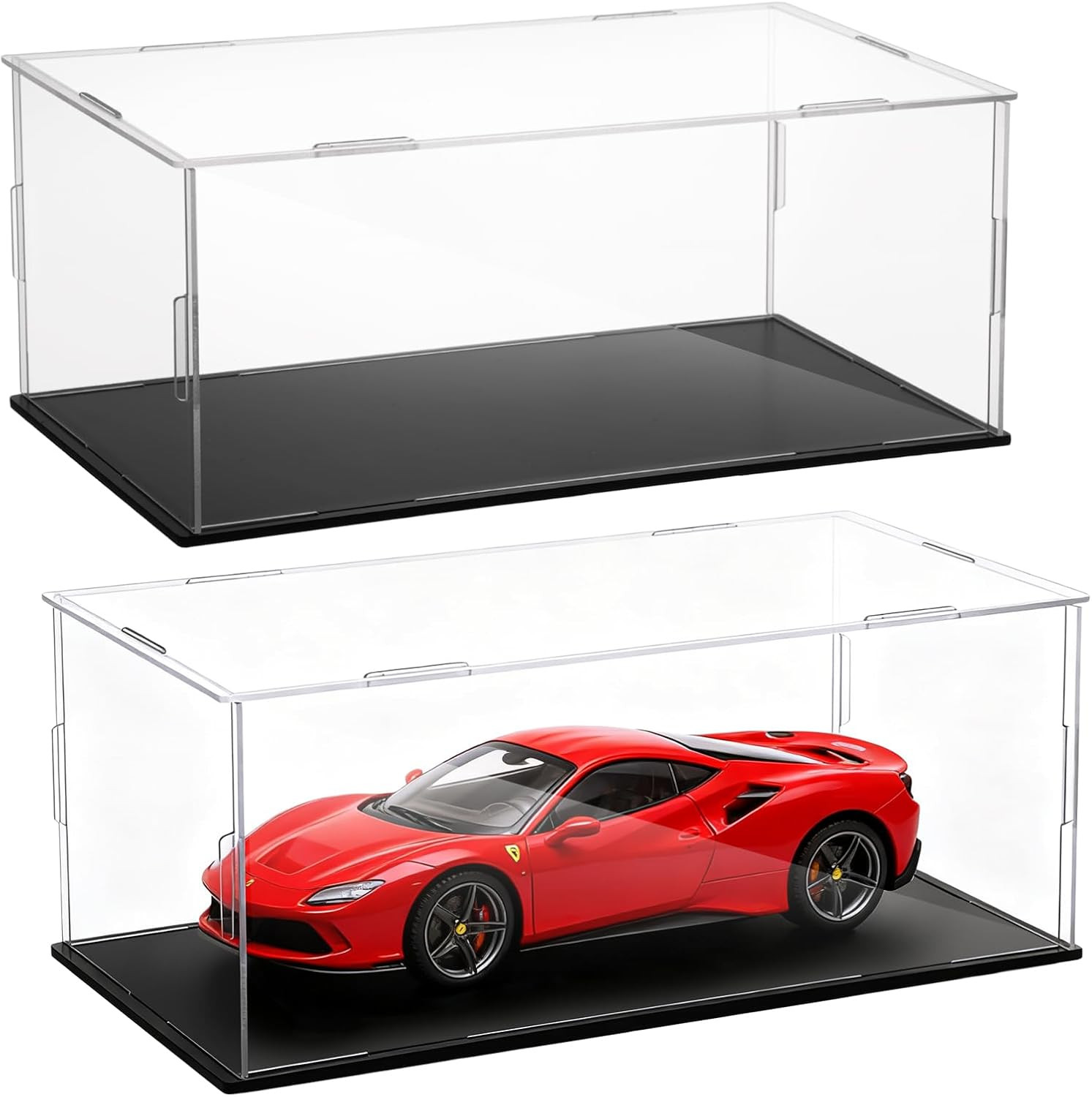 2 PCS Acrylic Model Car Display Case 1: 18 Scale Clear Display Boxes with Plasti