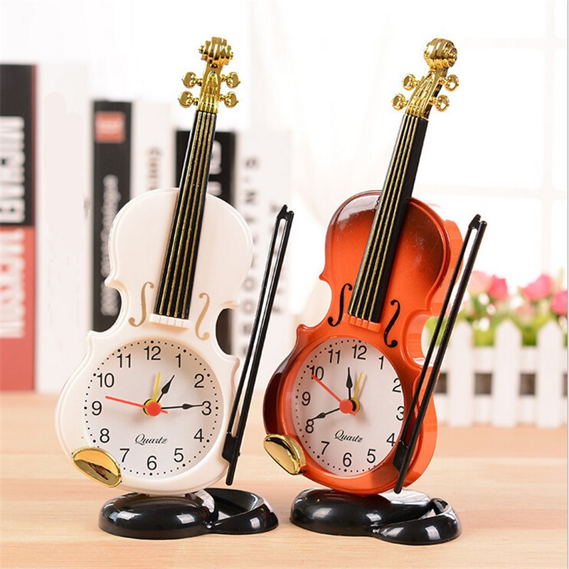 Violin Alarm Clock Plastic Musical Instrument Model Home Desktop Decoration