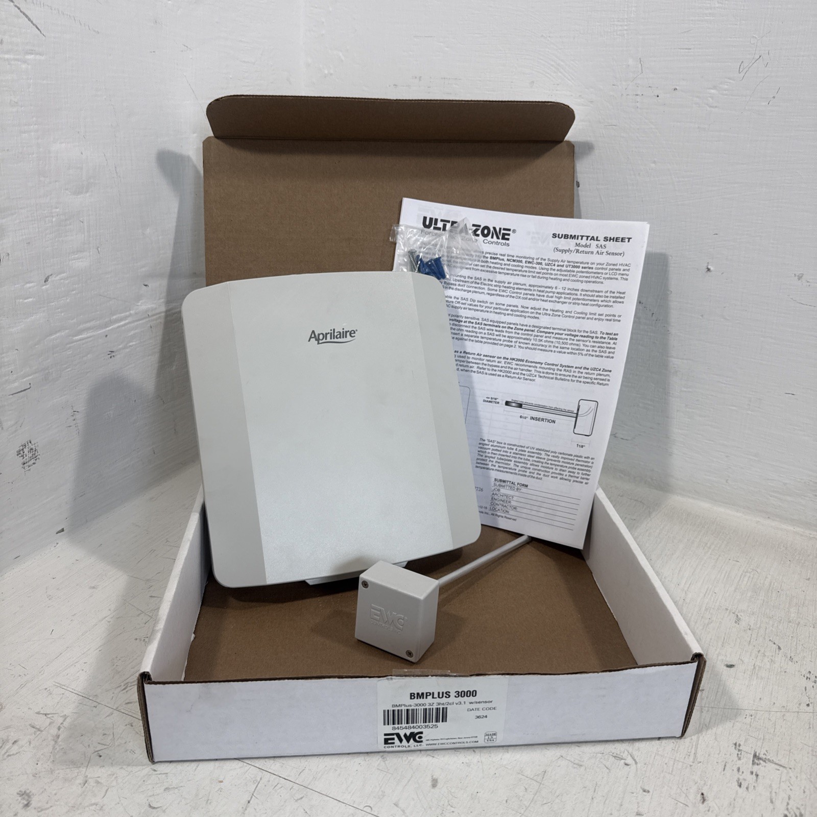 Aprilaire 6203 Rev W 1-Stage 3-Zone Control Panel APCA-D0005A4 w/ SAS Sensor