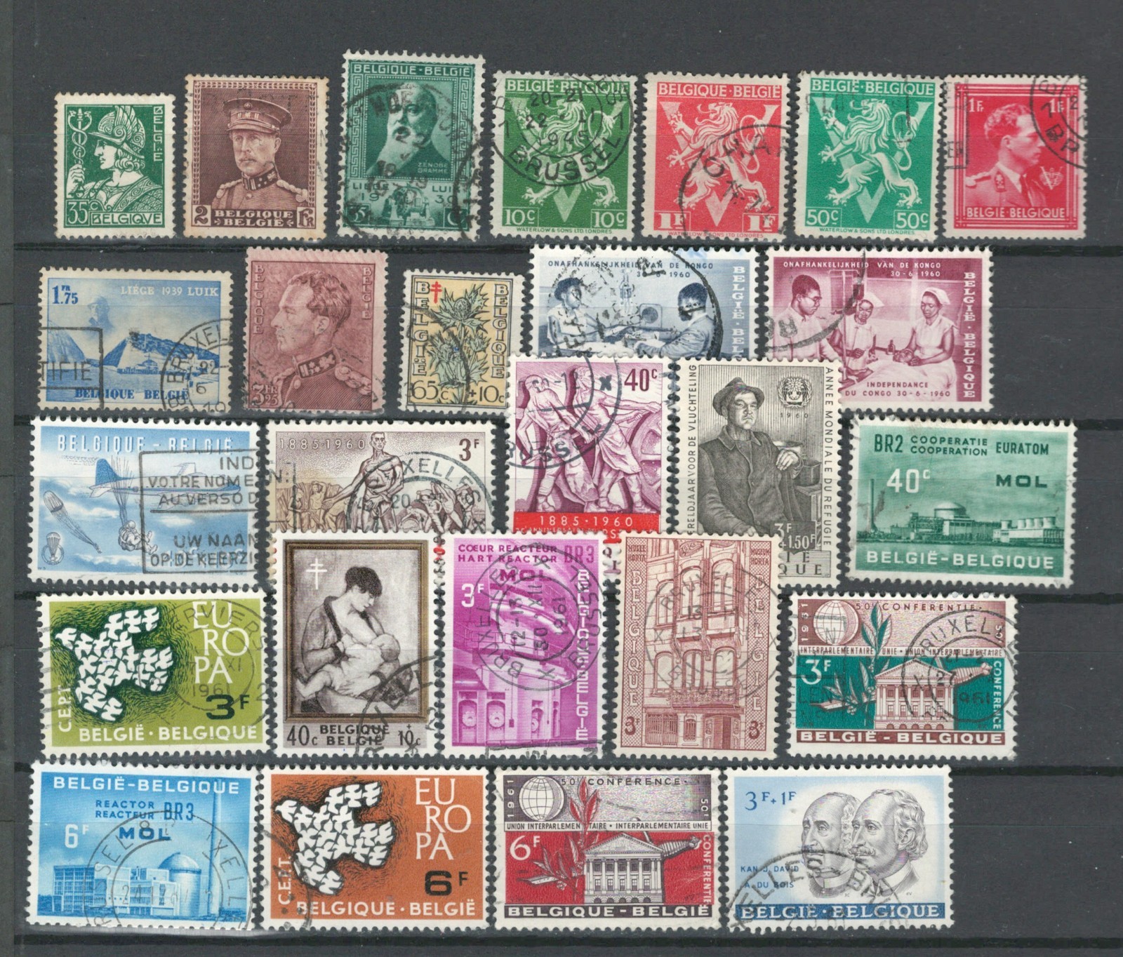 BELGIUM EUROPE SELECTION COMMEMORATIVE  USED STAMPS LOT ( BELGE 258)