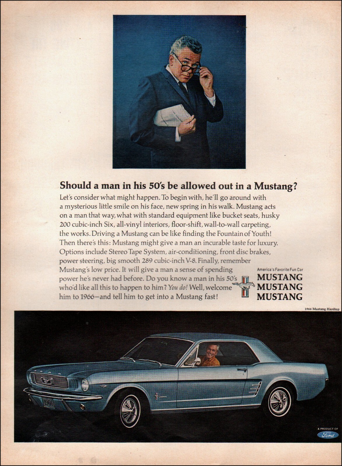 1965 Vintage ad for `66 MUSTANG Hardtop retro Car auto Blue 08/22/22