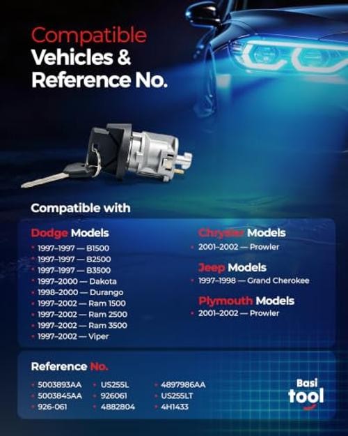 Ignition Switch with Key, Ignition Lock Cylinder Compatible with Dodge Ram