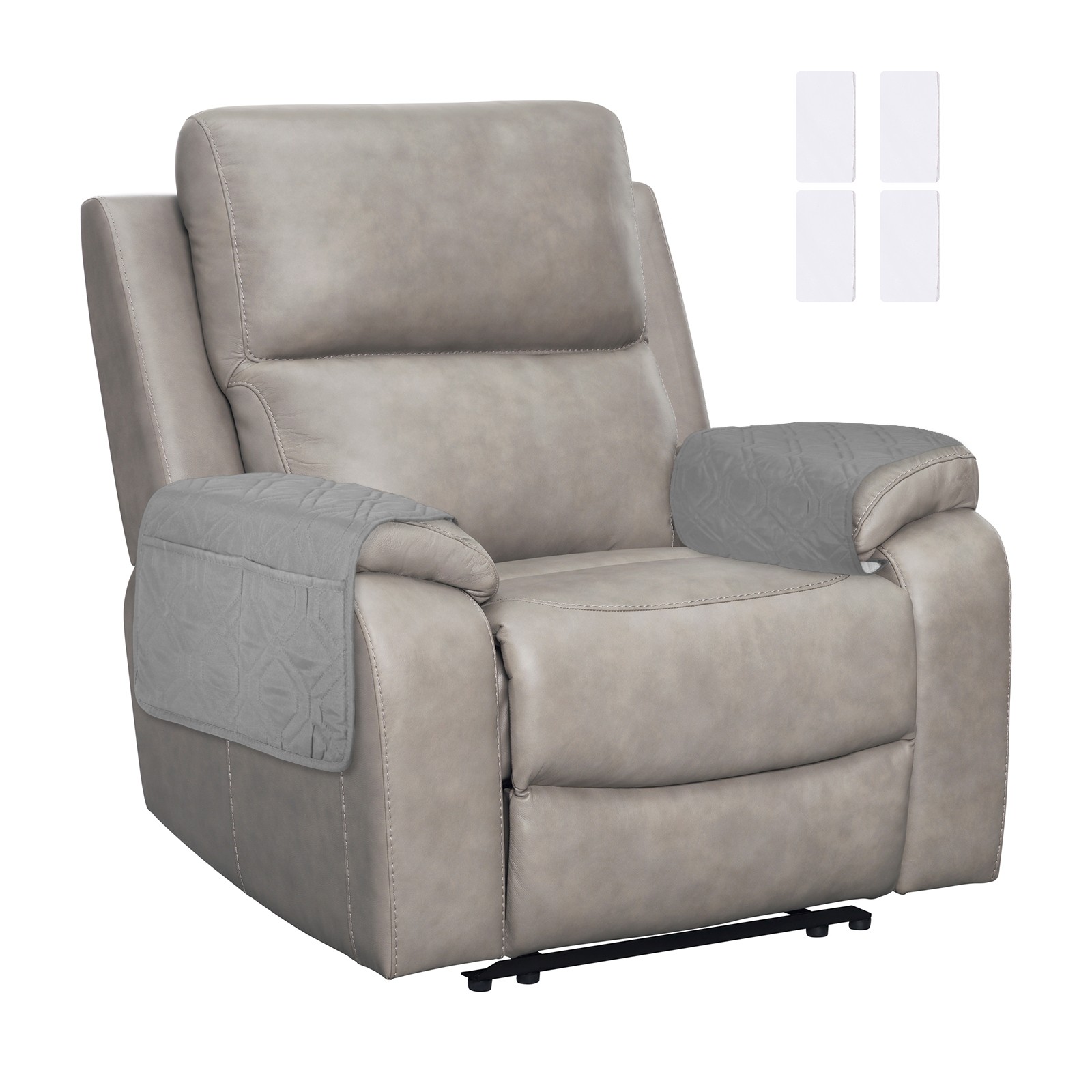2Pcs Sofa Armrest Covers, Armchair Covers with Side Storage Pocket, Dark Gray