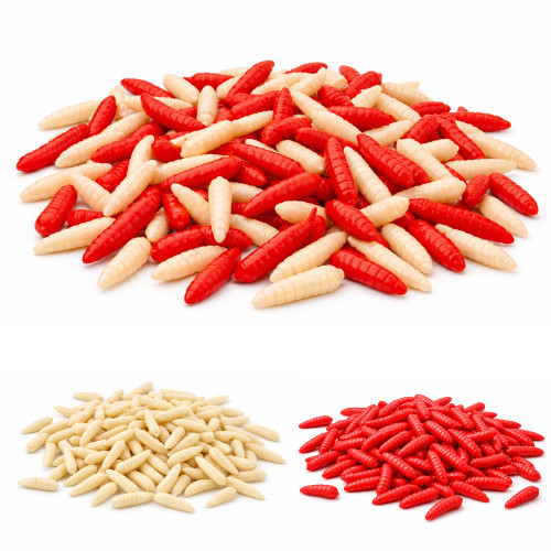 Fishing Maggots Fake Artificial Red White Mix Maggot Worms - Carp Tench Fishing