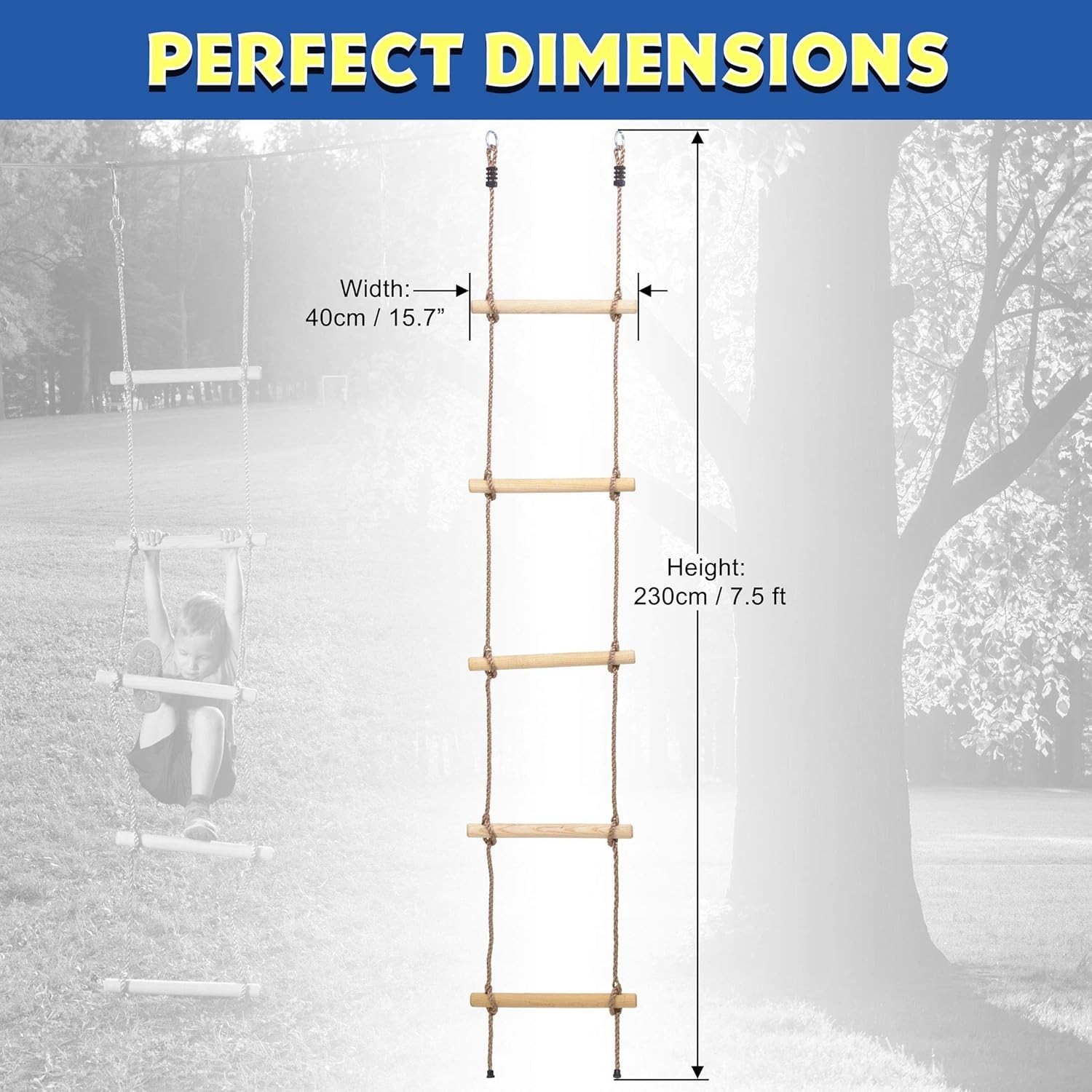 Climbing Rope Ladder for Kids or Adult 7.5ft - SportsTrail