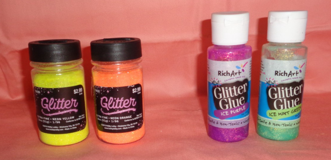 4 HOLLY HOBBY GLITTER&GLITTER GLUE-ORANGE,YELLOW,PURPLE,GREEN-PRETTY COLORS