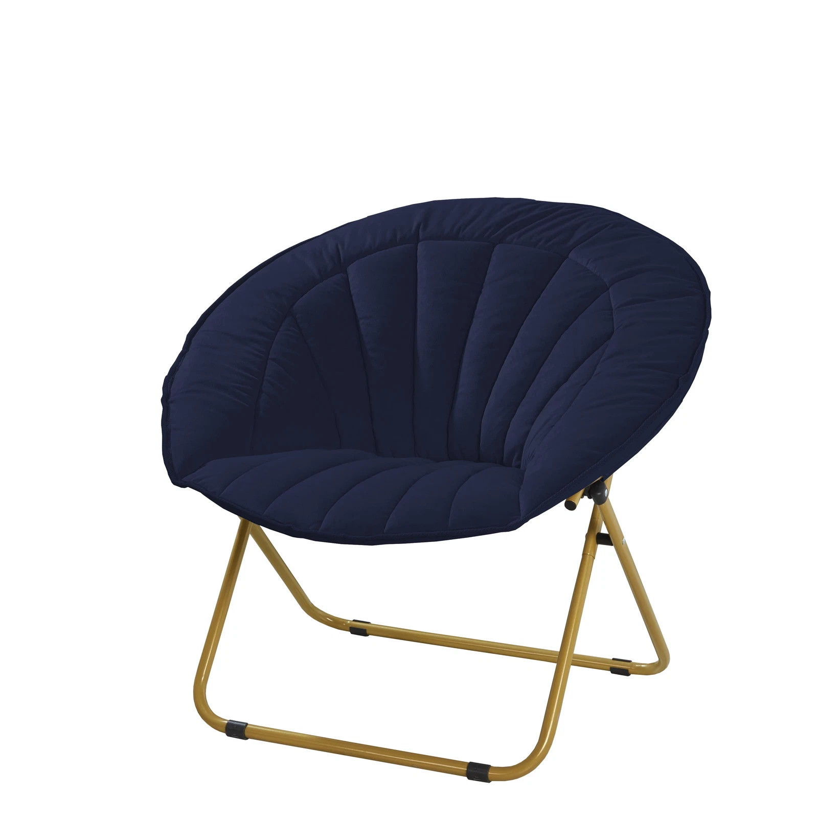 Urban Shop Velvet Channel Stitch Saucer Chair Navy Blue Accent Chair New