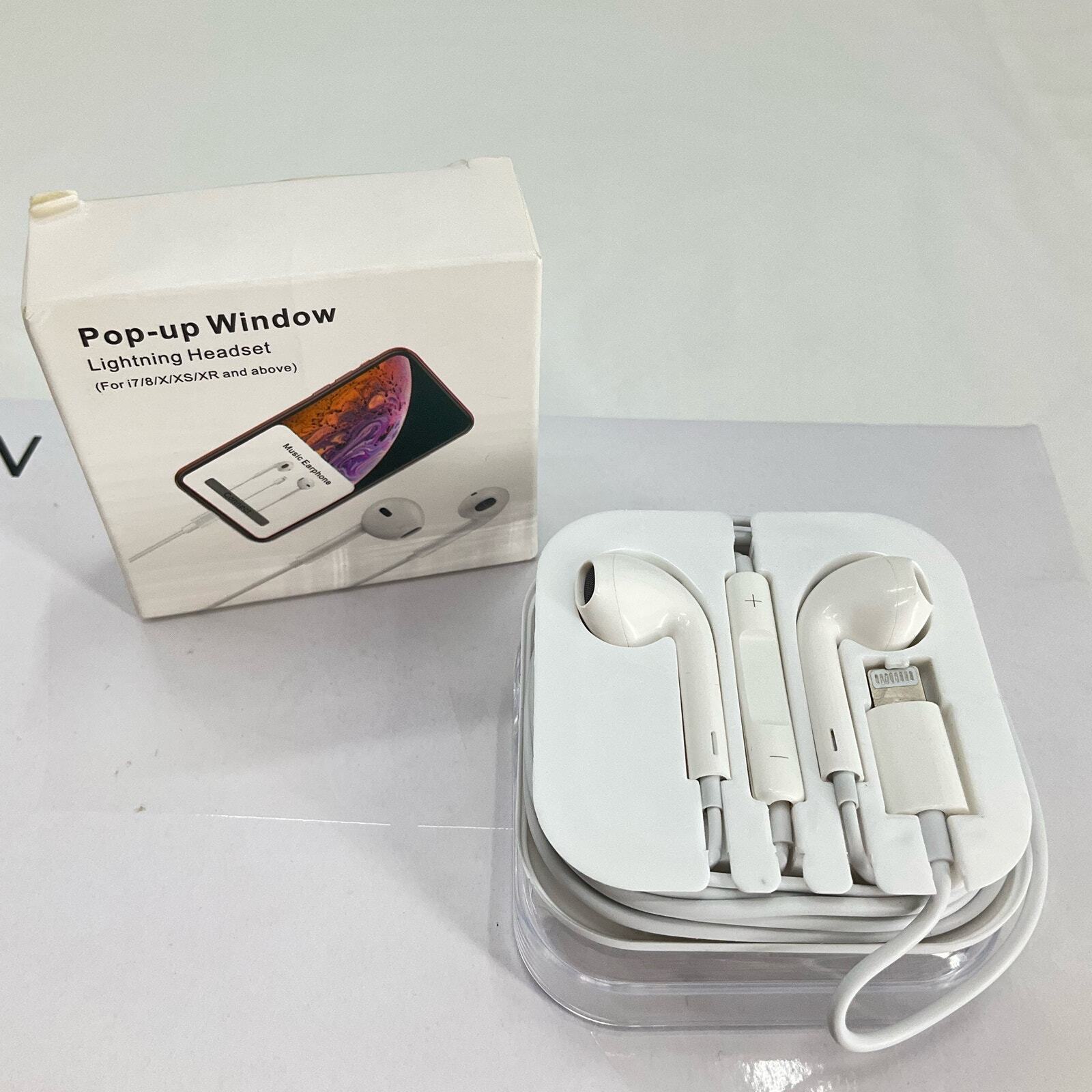 Pop-up Window Lightning Headset (For i7/8/X/XS/XR and above), white