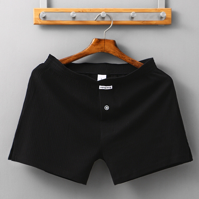 Men's Cotton Underwear Loose Boxers Shorts Cotton Soft Beach Pants Open Flying